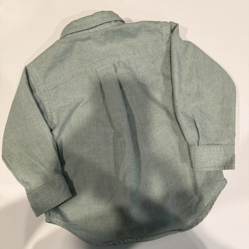 Ralph Lauren Baby Boy 18M Oxford Shirt Long Sleeve Green Button Down Pony Logo